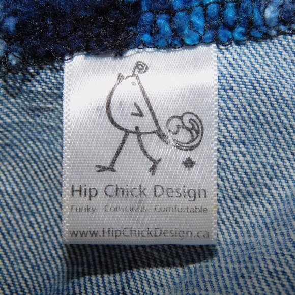 OOAK Hip Chick Design Womens XL Upcycled Blue Denim Jean Jacket Patch Work - Picture 5 of 10